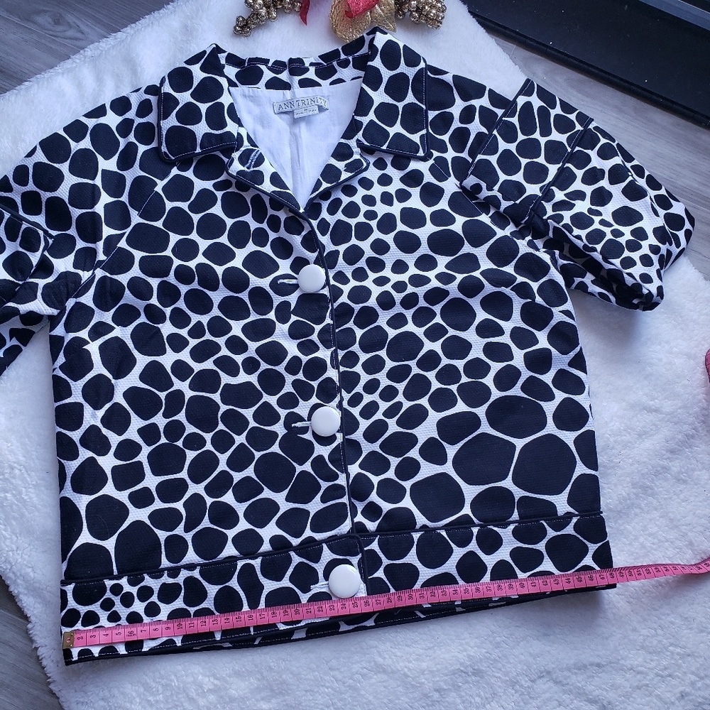 ANN TRINITY 3/4 sleeve sz M jacket  polka dots - Picture 4 of 7